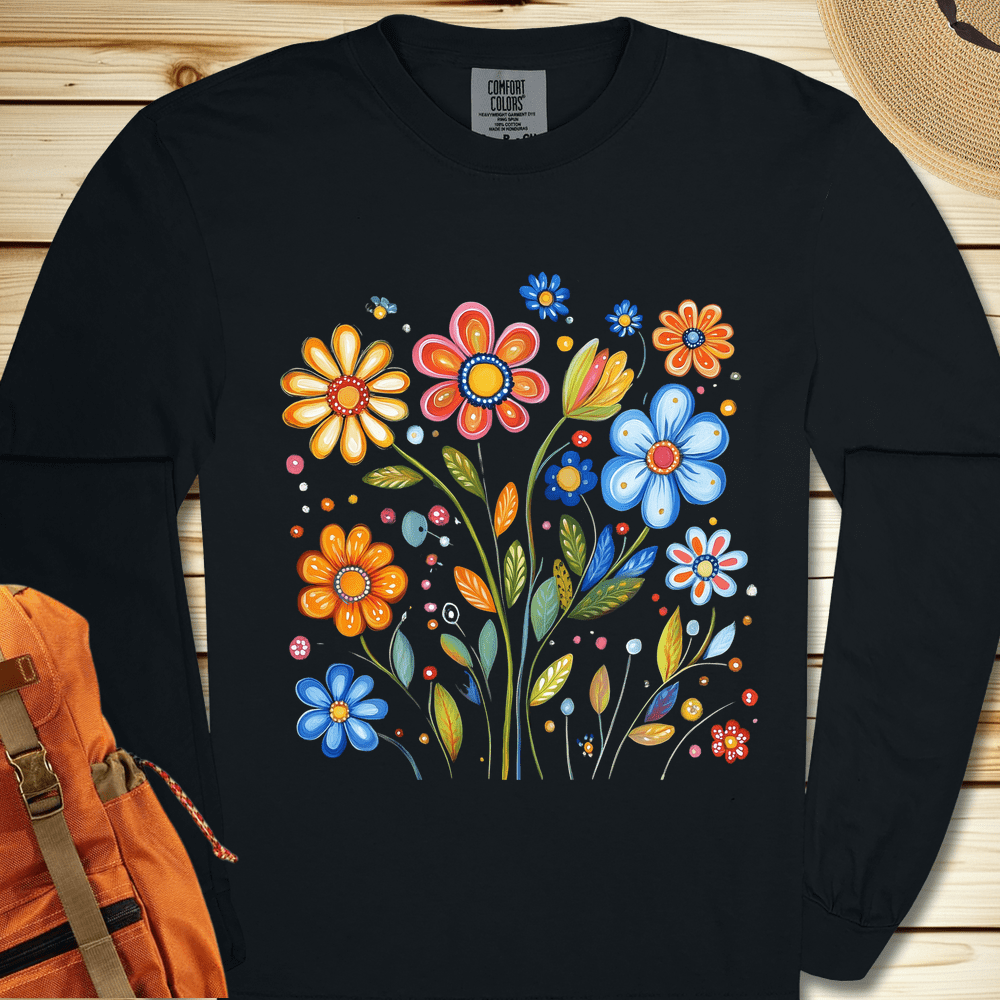 Painted Flowers Long Sleeve Tshirt