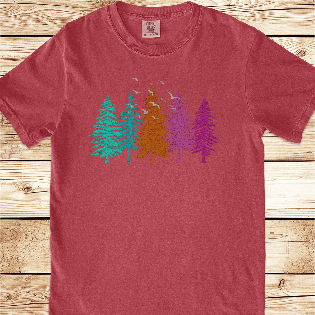 Colorful Pine Forest Relaxed Fit Tee - Ramblin Road