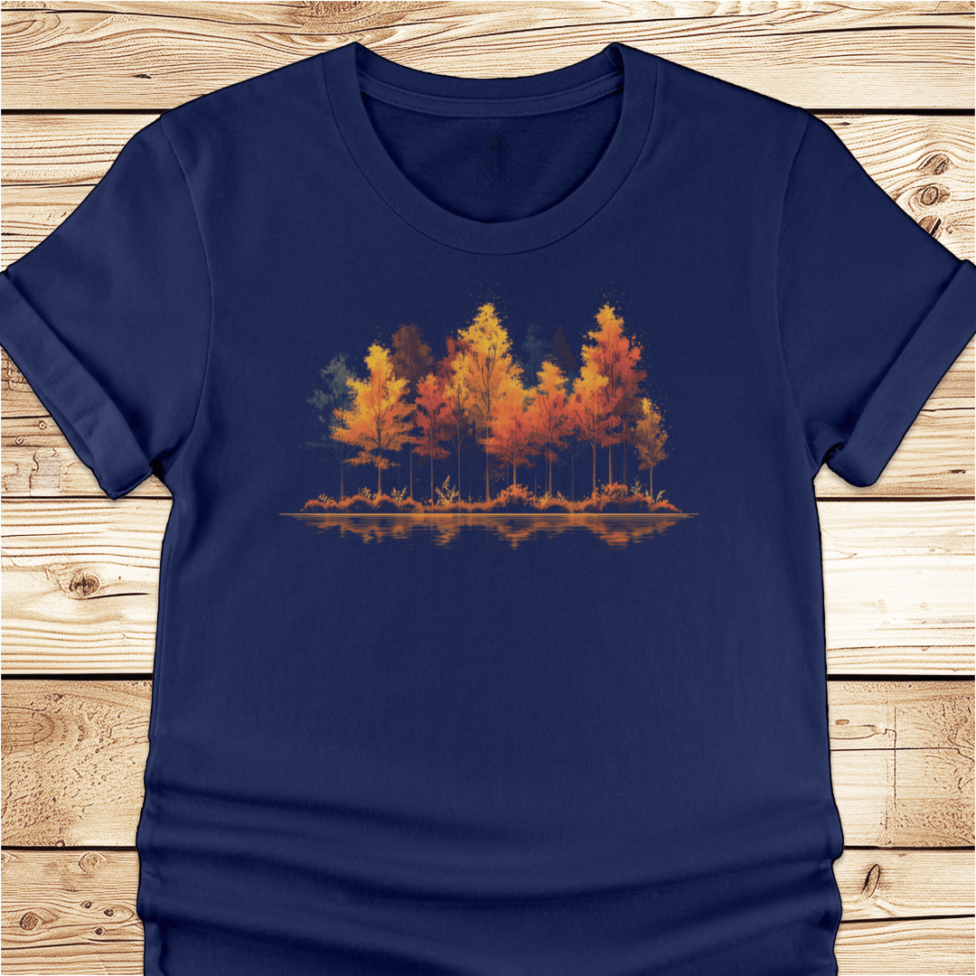 Vibrant Fall Trees at the Lake Tshirt - Ramblin Road