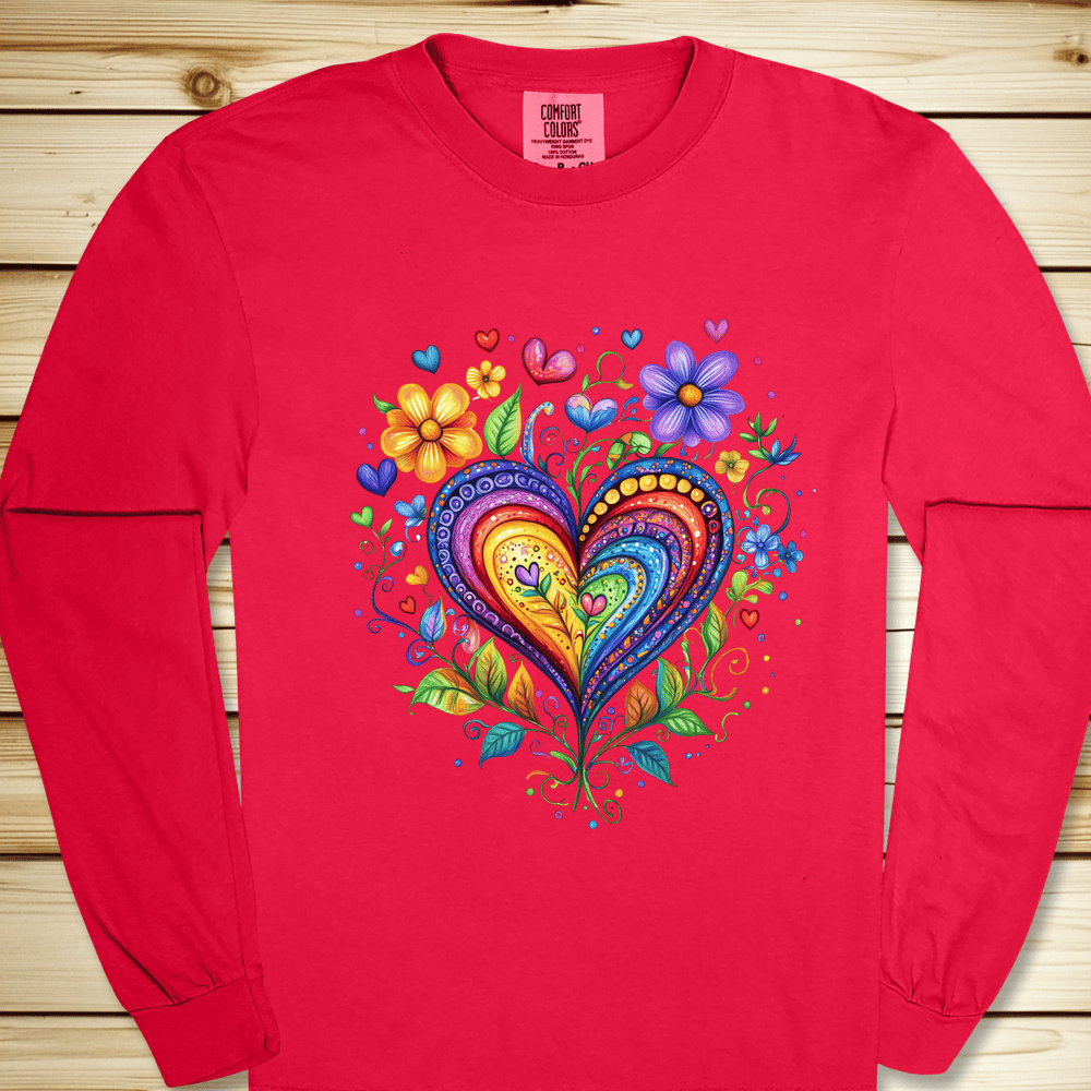 Folk Art Heart Long Sleeve Tshirt