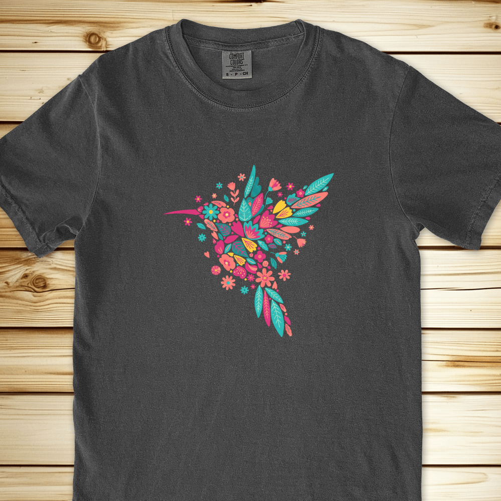 Hummingbird Of Flowers Relaxed Fit Tee