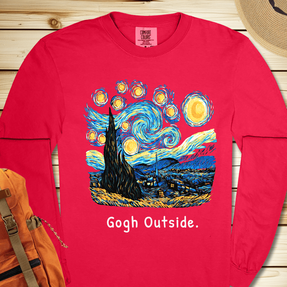 Gogh Outside Starry Night Long Sleeve Tshirt - Ramblin Road