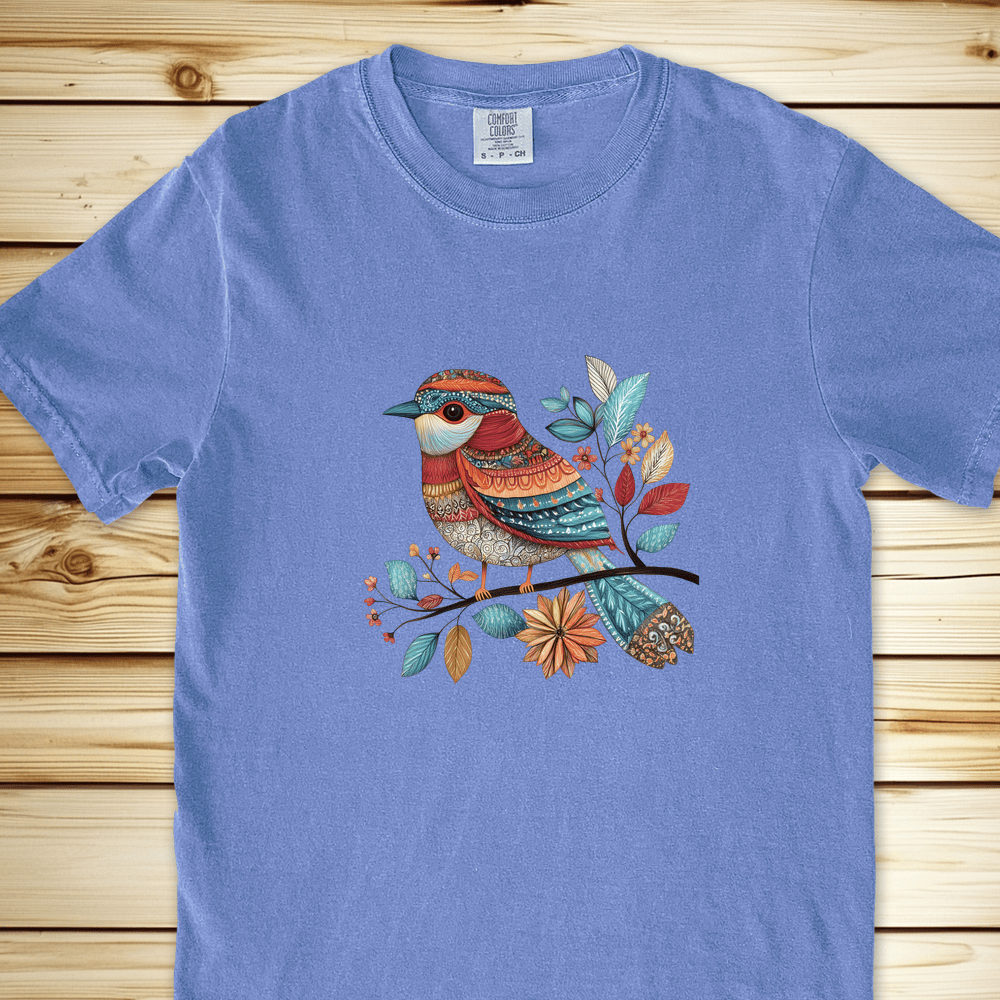 Fancy Pants Bird Relaxed Fit Tee - Blue Jean