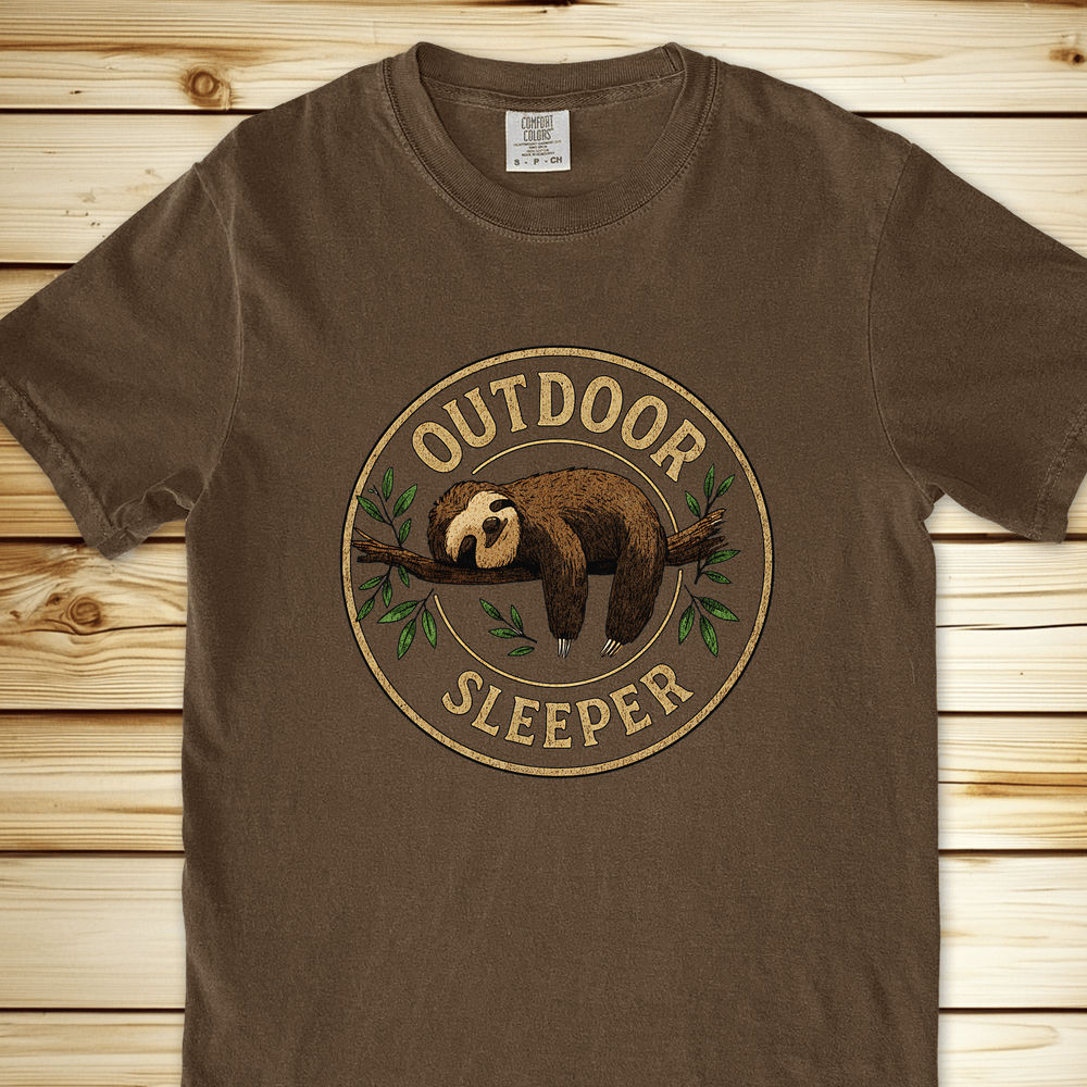 2029 Sloth Camping Relaxed Fit Tee - Espresso