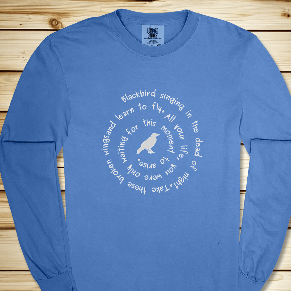Blackbird Singing Long Sleeve Tshirt - Flo Blue
