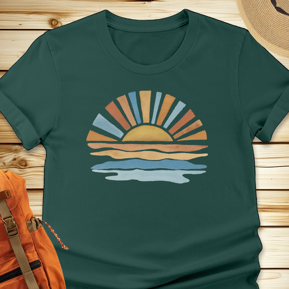 1976 Watercolor Sunshine Tshirt - Forest