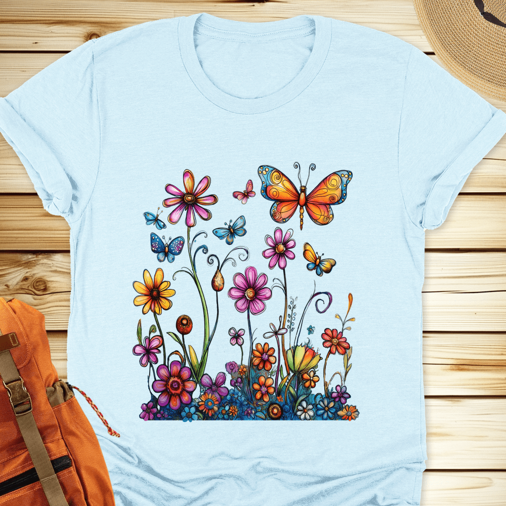 1994 Butterfly Bloom Tshirt - Heather Ice Blue