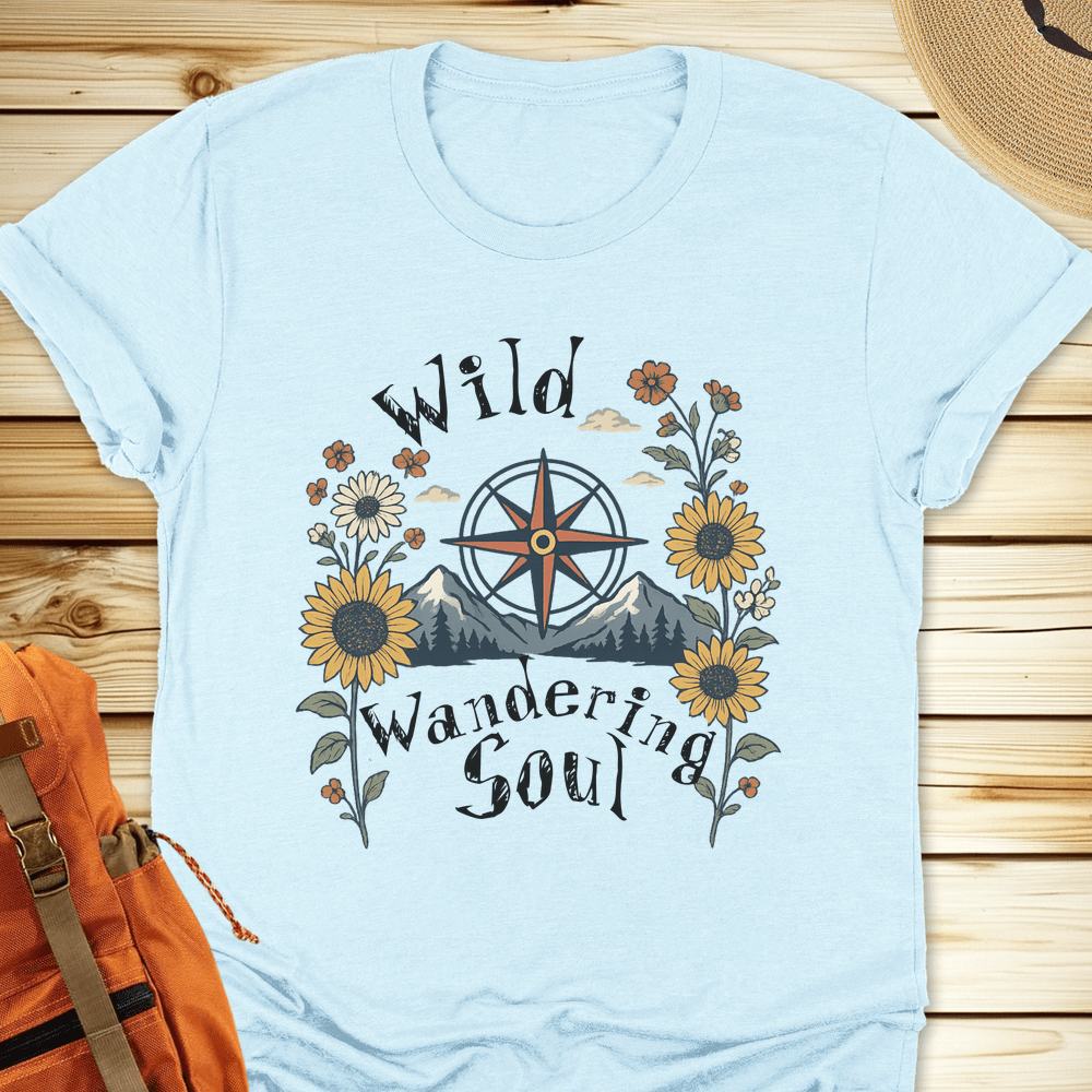 2063 Sunflowers Compass Tshirt - Heather Ice Blue