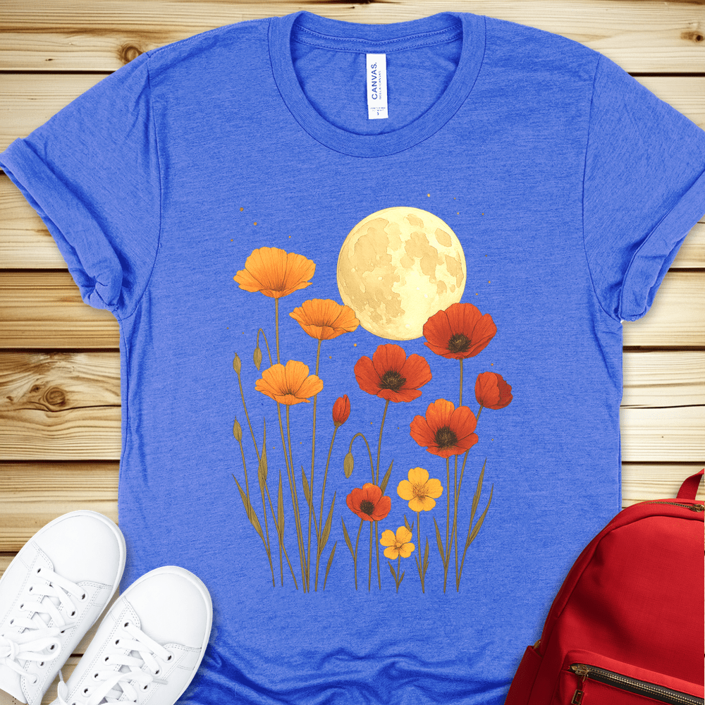 2101 Poppies In The Moonlight Tshirt - Heather True Royal