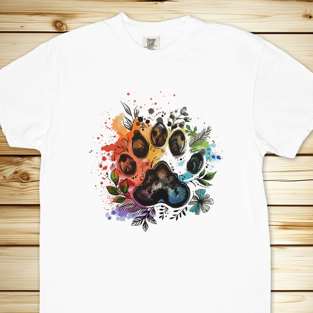 1286 Bear Paw Print Relaxed Fit Tee - White