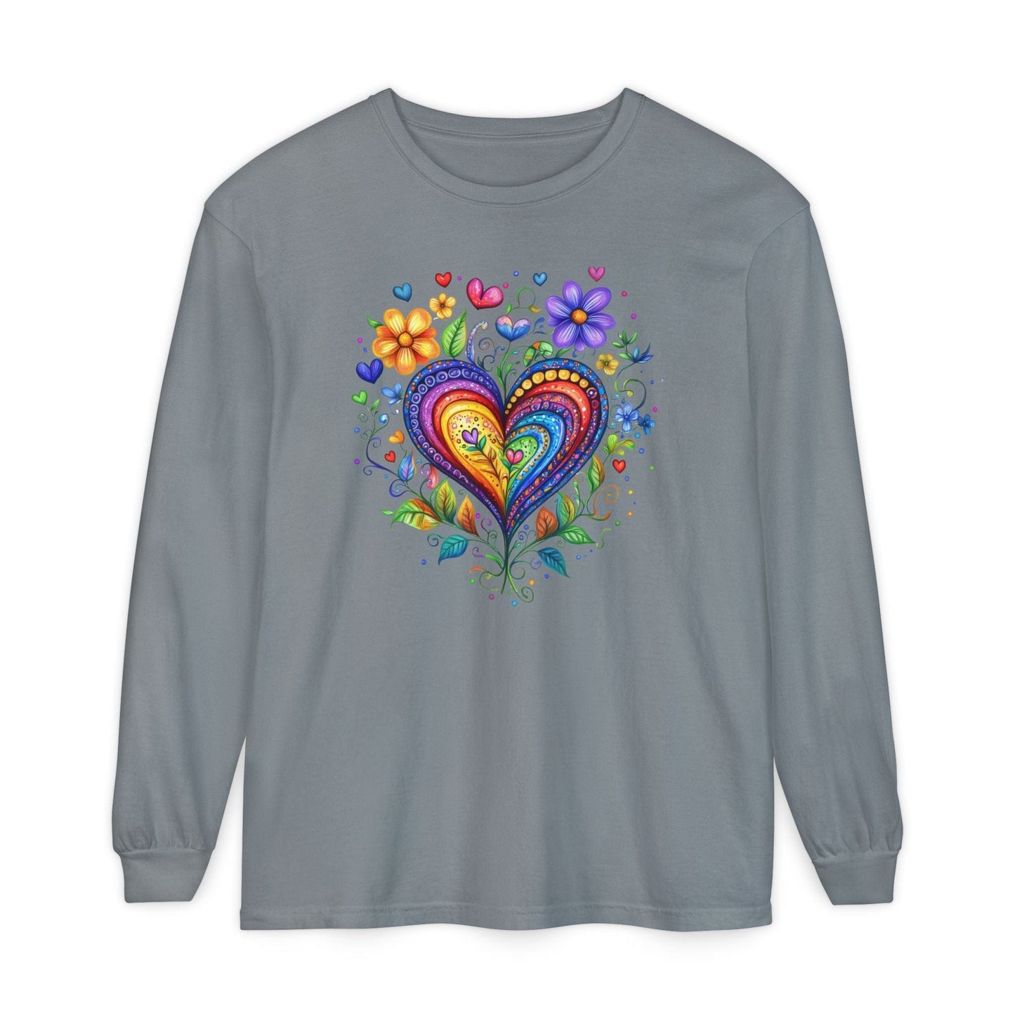1974 Folk Art Heart Long Sleeve Tshirt