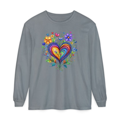 1974 Folk Art Heart Long Sleeve Tshirt