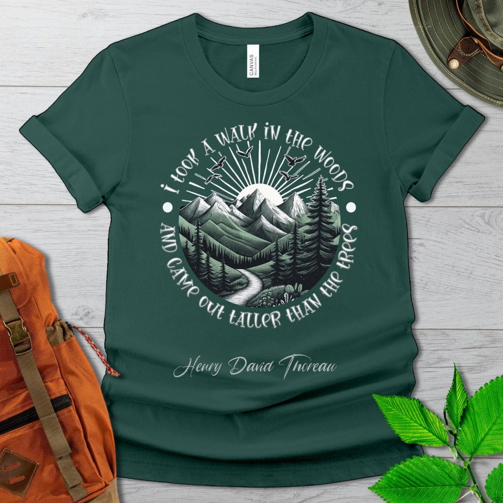 Thoreau Quote Hiking Tshirt Dark Colors