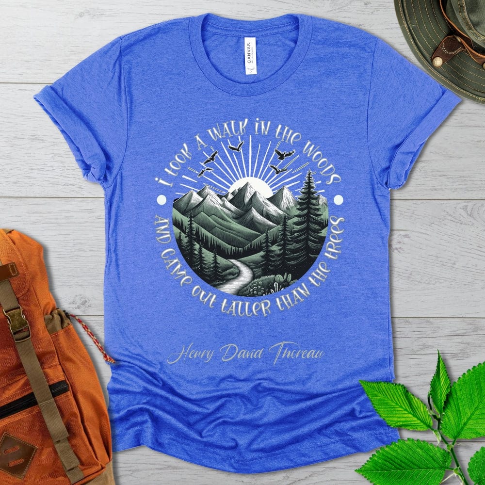 Thoreau Quote Hiking Tshirt Dark Colors