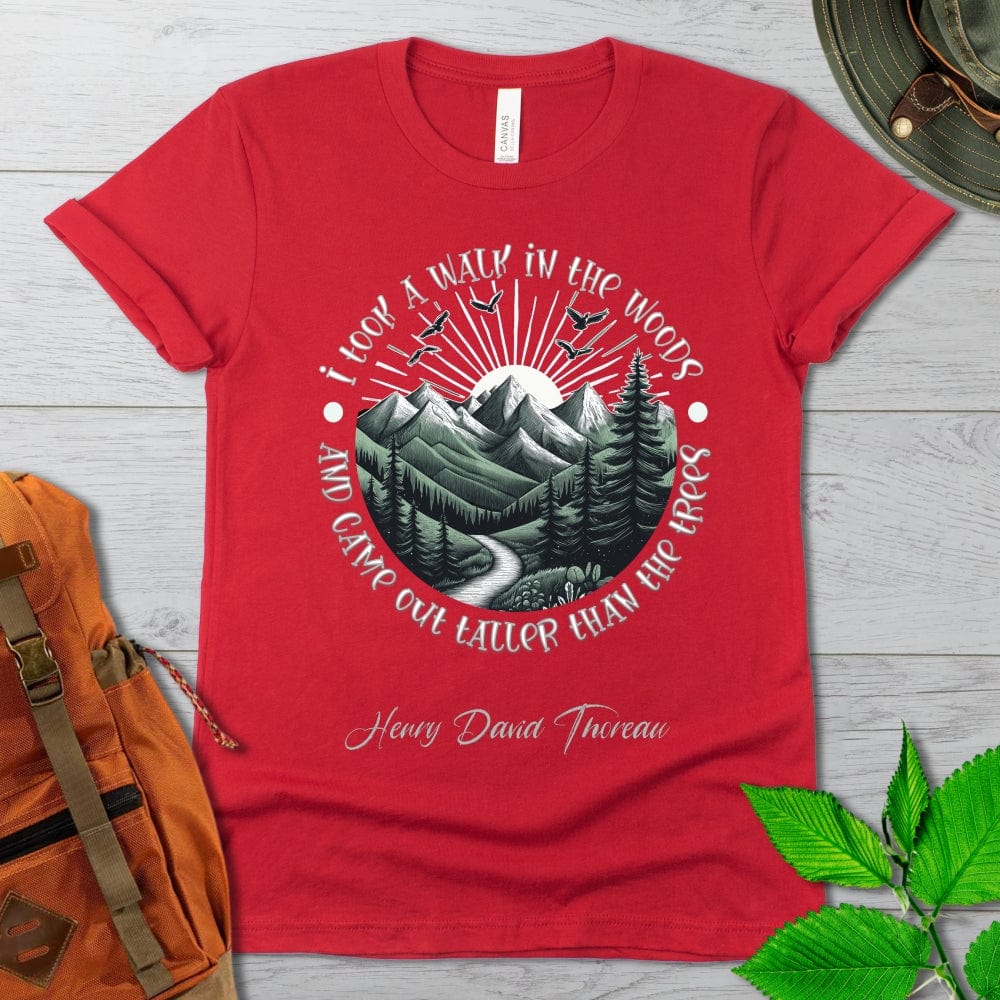 Thoreau Quote Hiking Tshirt Dark Colors