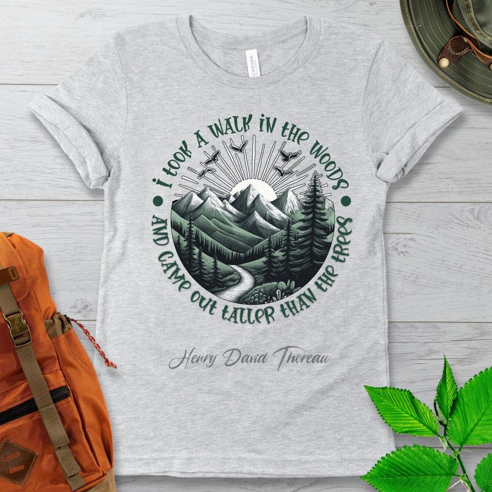 Thoreau Quote Hiking Tshirt Light Colors