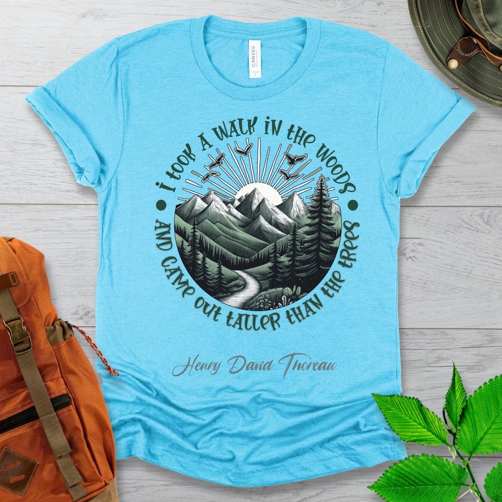 Thoreau Quote Hiking Tshirt Light Colors