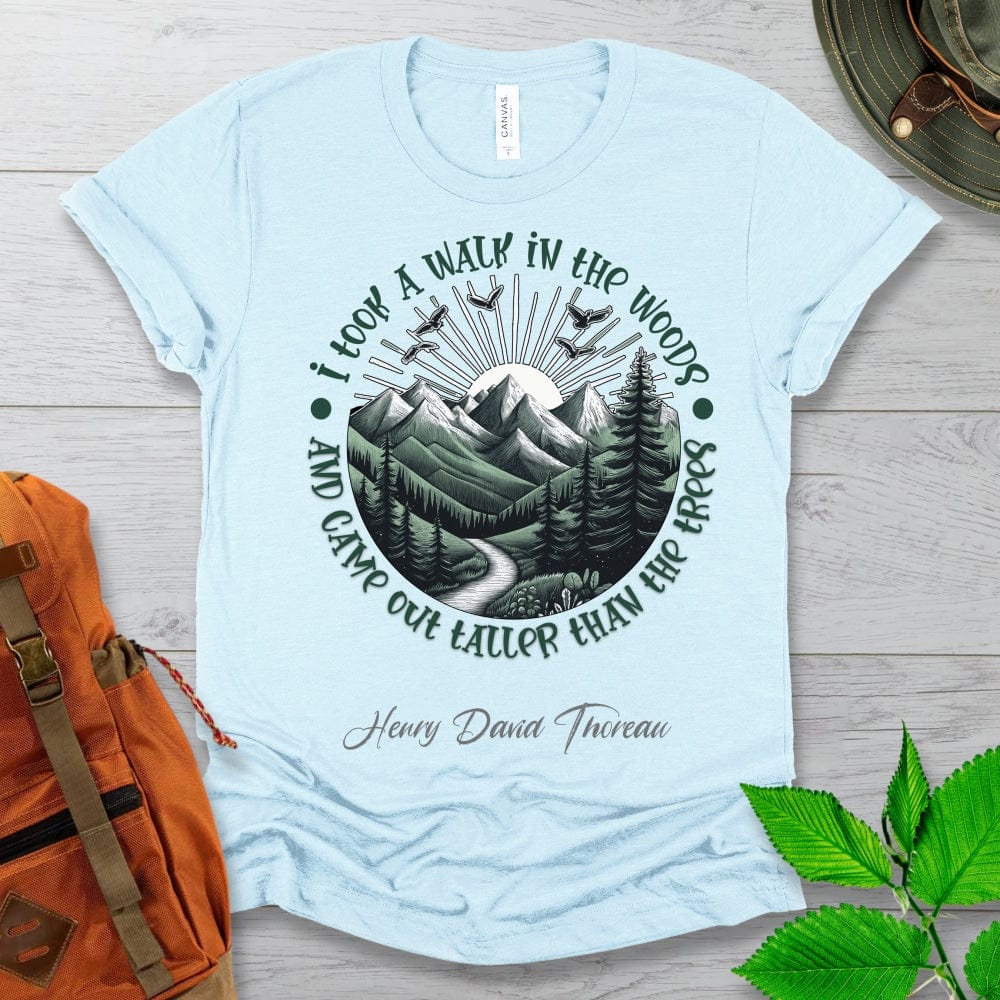 Thoreau Quote Hiking Tshirt Light Colors