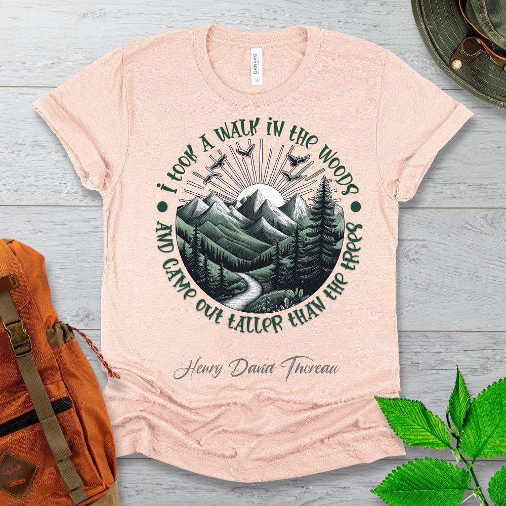 Thoreau Quote Hiking Tshirt Light Colors