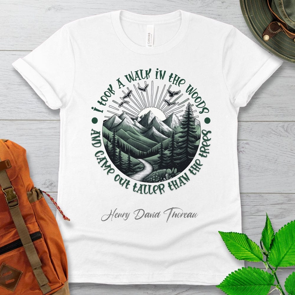 Thoreau Quote Hiking Tshirt Light Colors