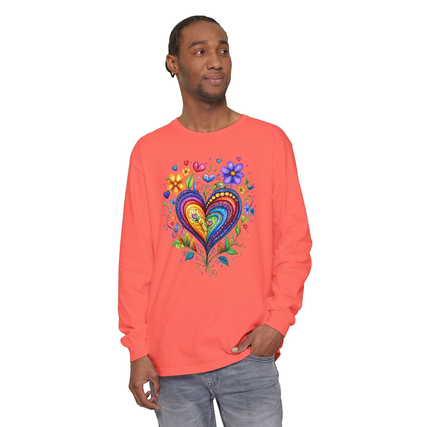 1974 Folk Art Heart Long Sleeve Tshirt