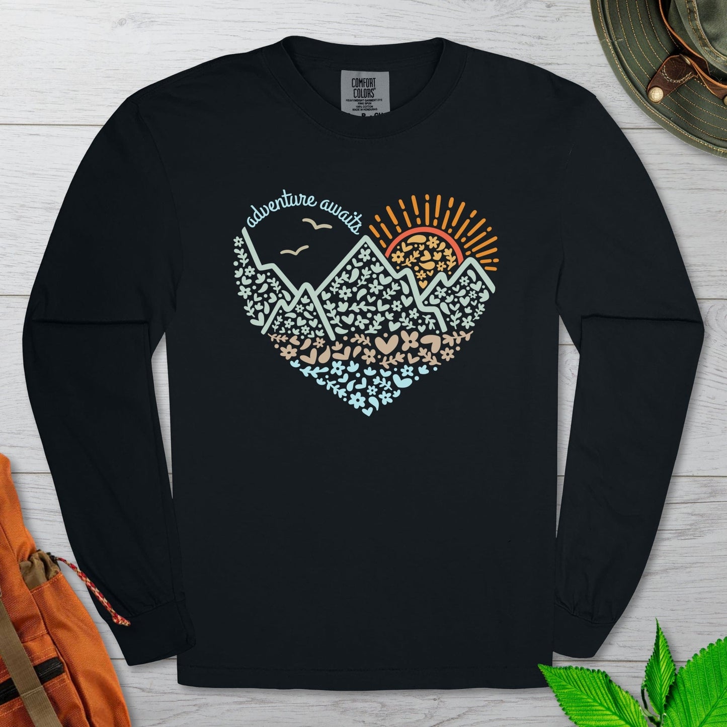 Adventure Awaits Heart Long Sleeve Tshirt