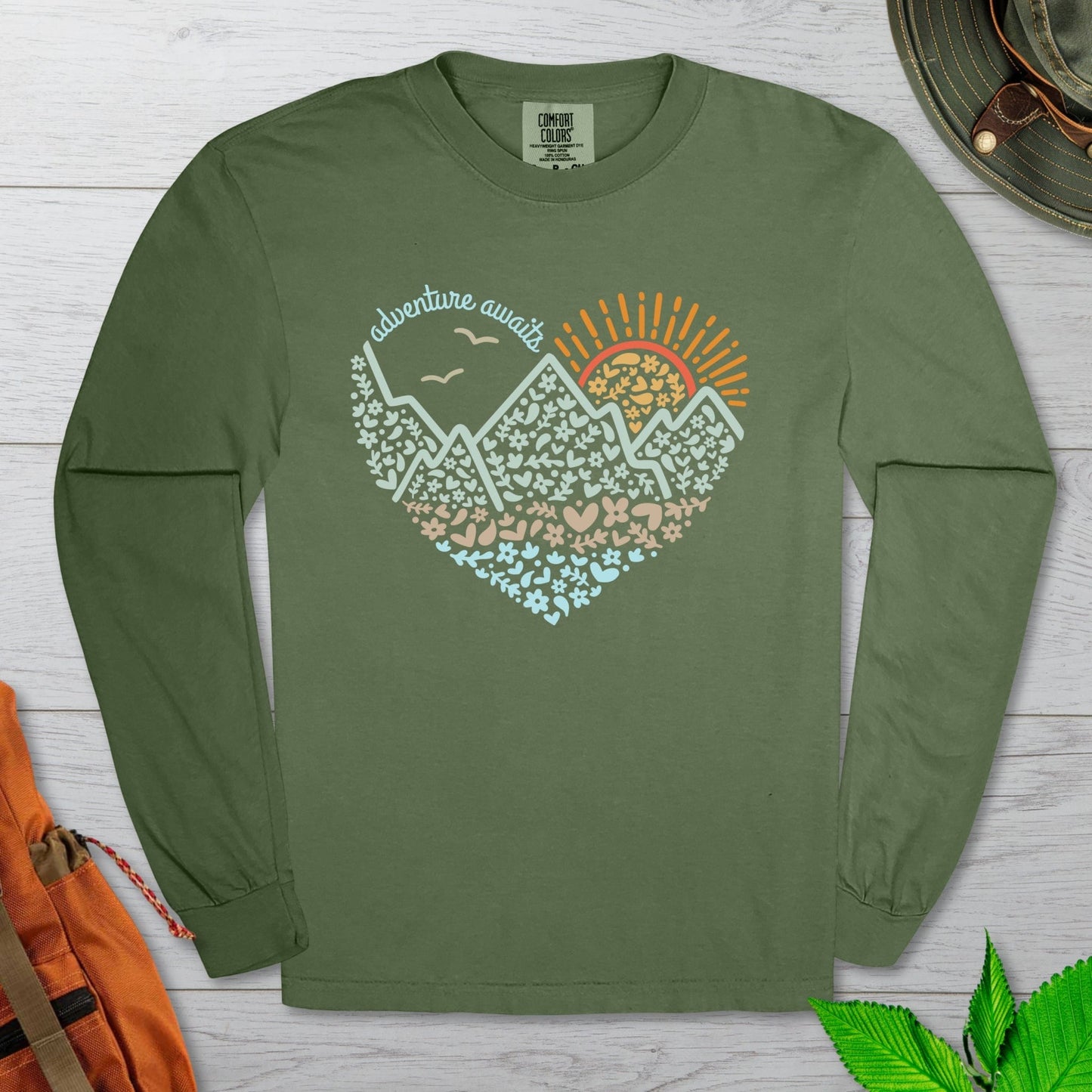 Adventure Awaits Heart Long Sleeve Tshirt