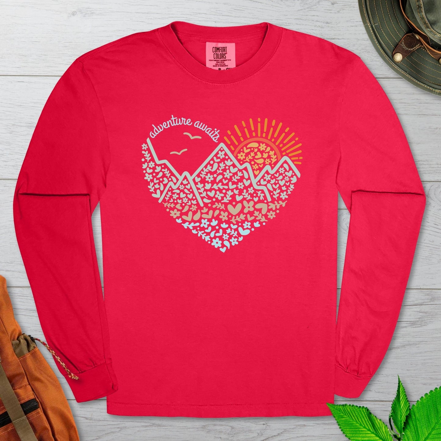 Adventure Awaits Heart Long Sleeve Tshirt