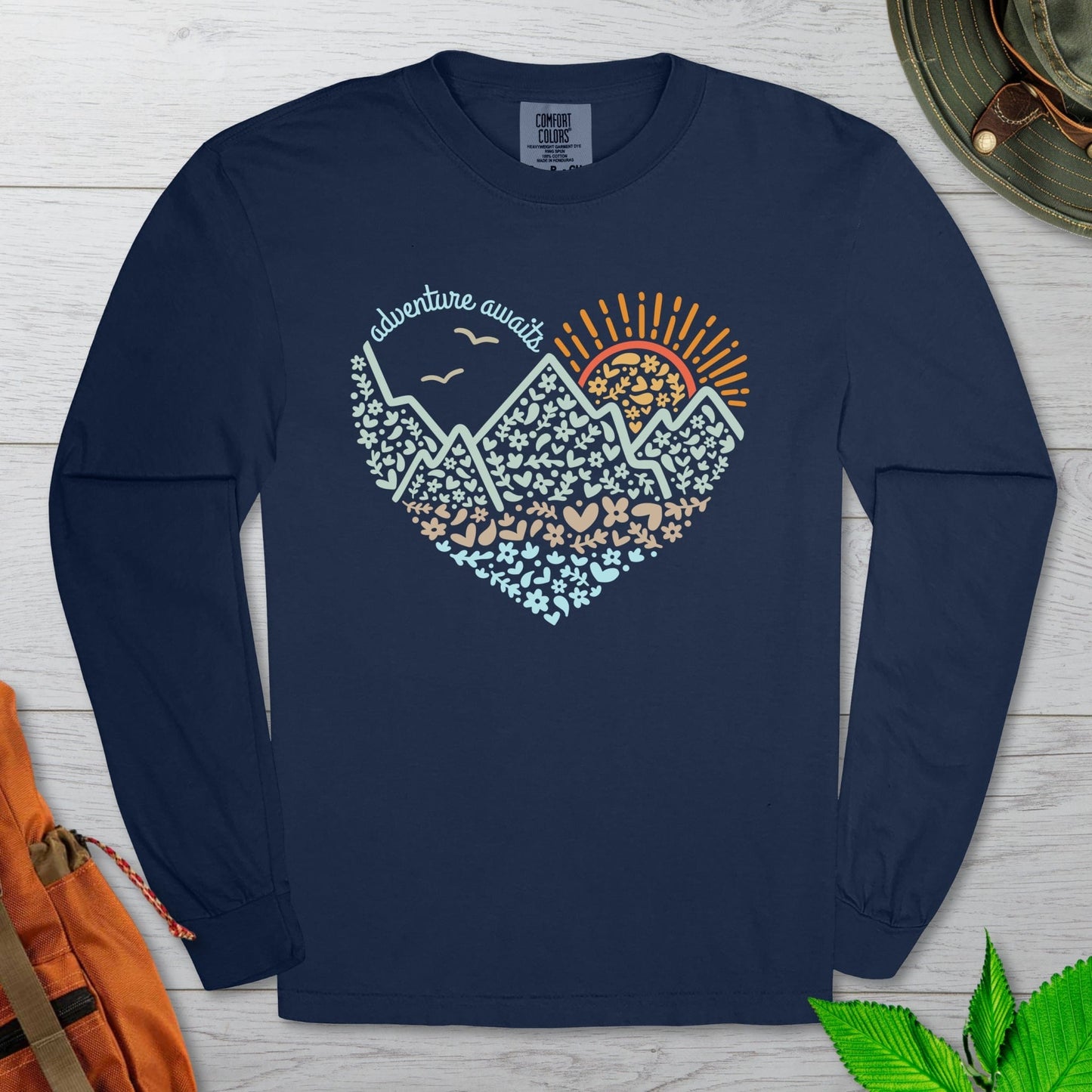 Adventure Awaits Heart Long Sleeve Tshirt