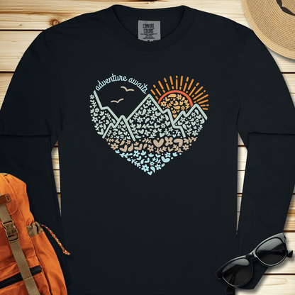Adventure Awaits Heart Long Sleeve Tshirt
