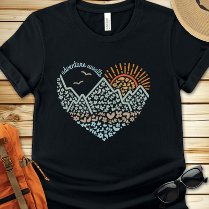 Adventure Awaits Heart Tshirt