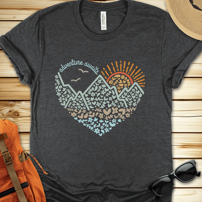 Adventure Awaits Heart Tshirt