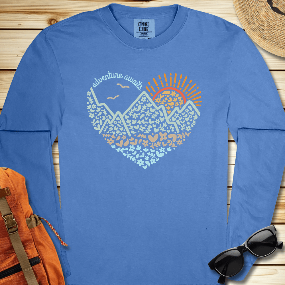 Adventure Awaits Heart Long Sleeve Tshirt