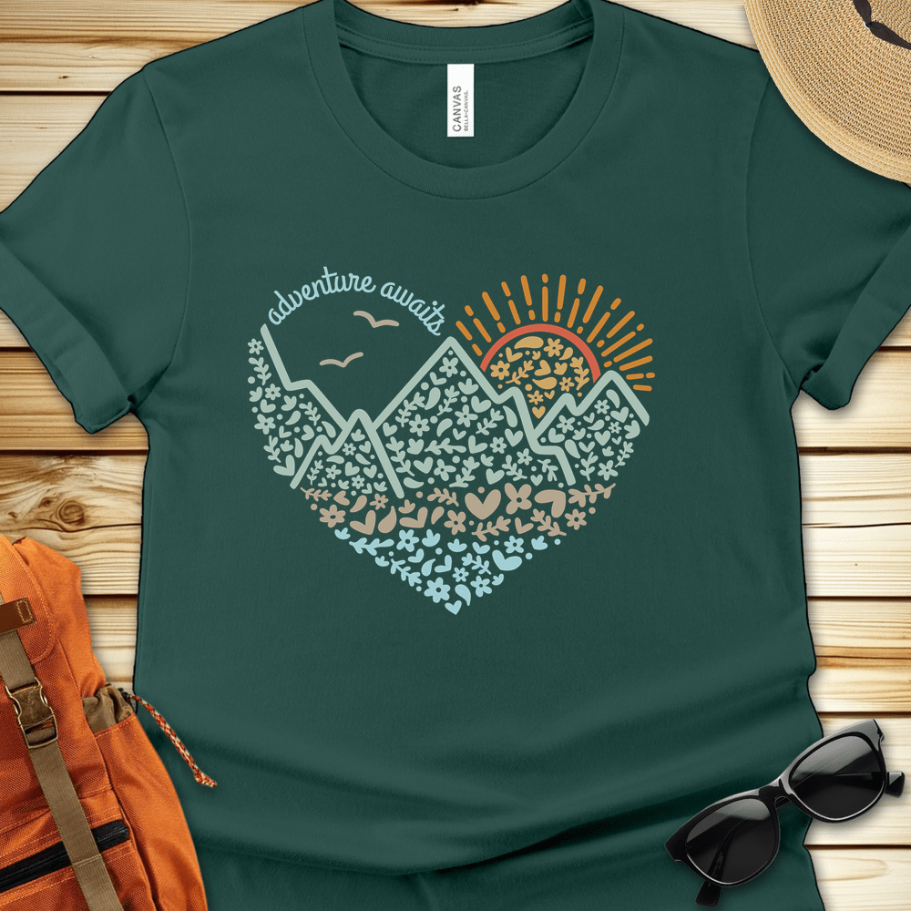 Adventure Awaits Heart Tshirt