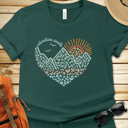 Adventure Awaits Heart Tshirt