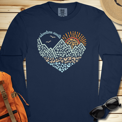 Adventure Awaits Heart Long Sleeve Tshirt