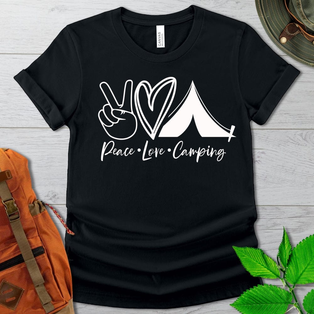 Peace Love Camping Tshirt in Dark Colors