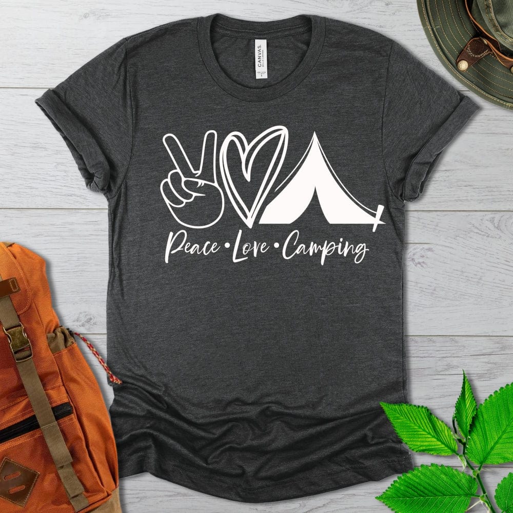 Peace Love Camping Tshirt in Dark Colors