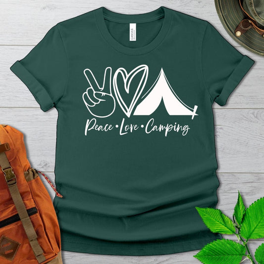 Peace Love Camping Tshirt in Dark Colors