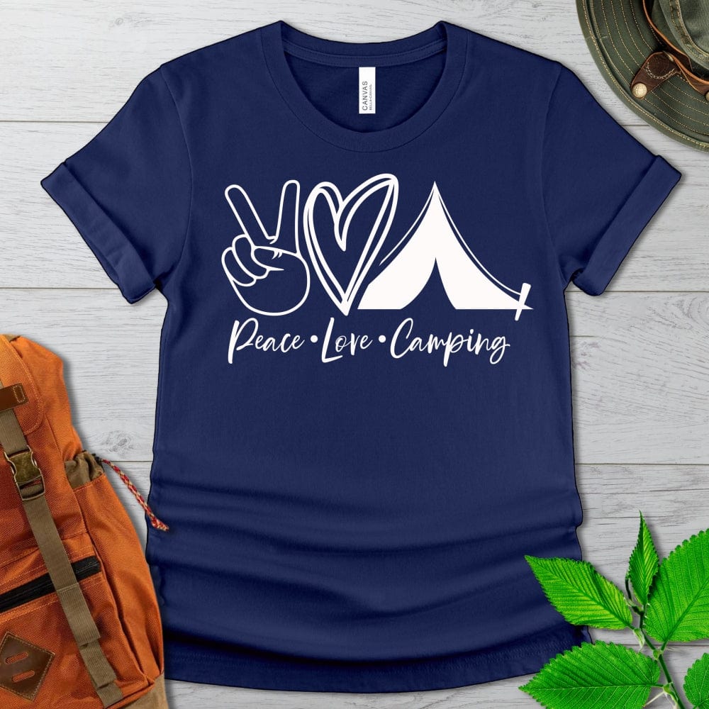 Peace Love Camping Tshirt in Dark Colors