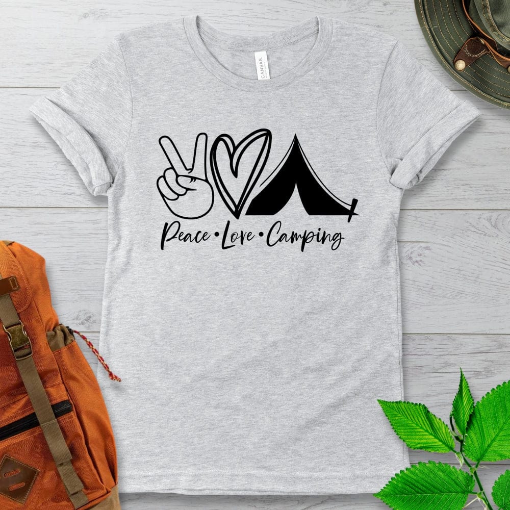 Peace Love Camping Tshirt Light Colors