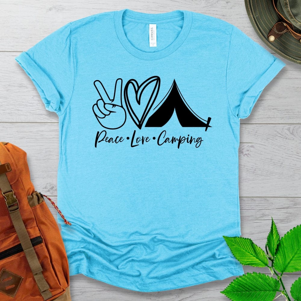 Peace Love Camping Tshirt Light Colors