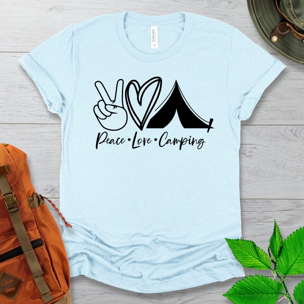 Peace Love Camping Tshirt Light Colors