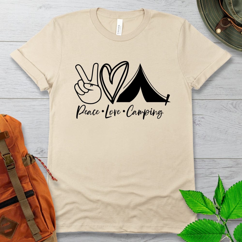 Peace Love Camping Tshirt Light Colors