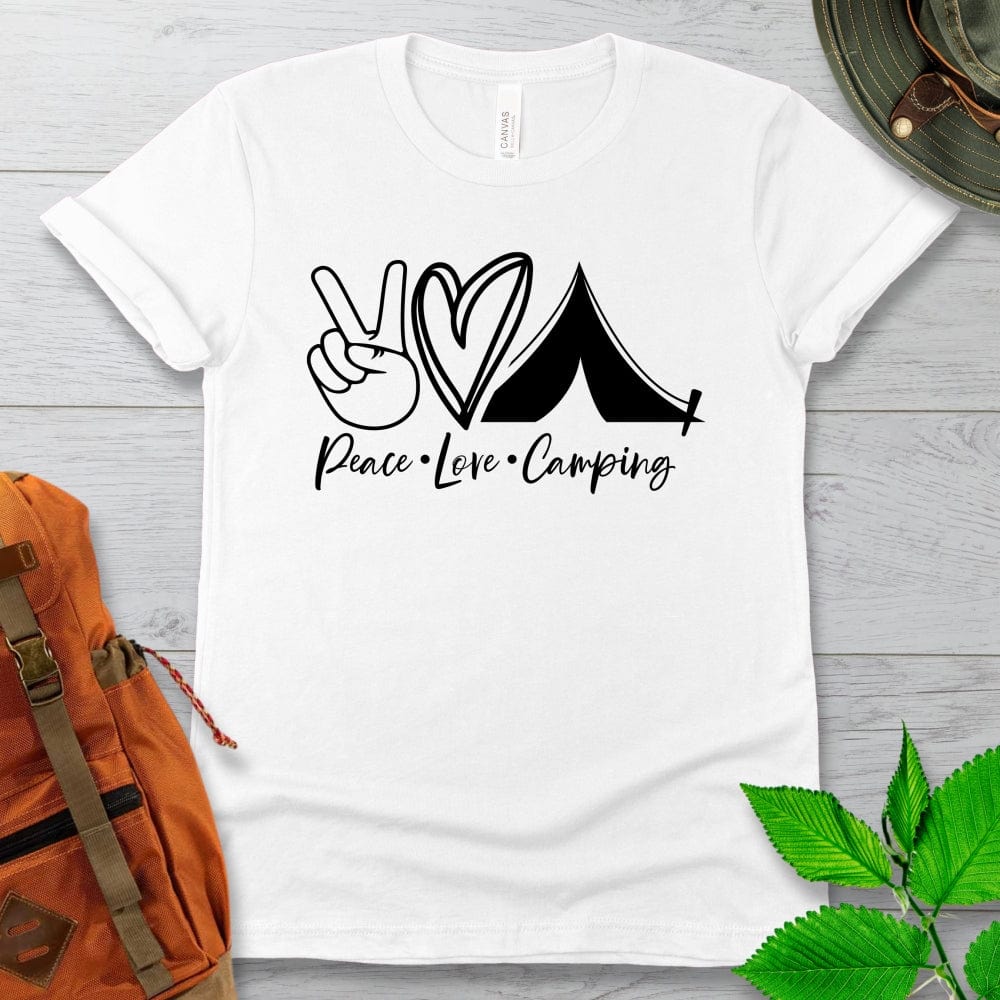 Peace Love Camping Tshirt Light Colors