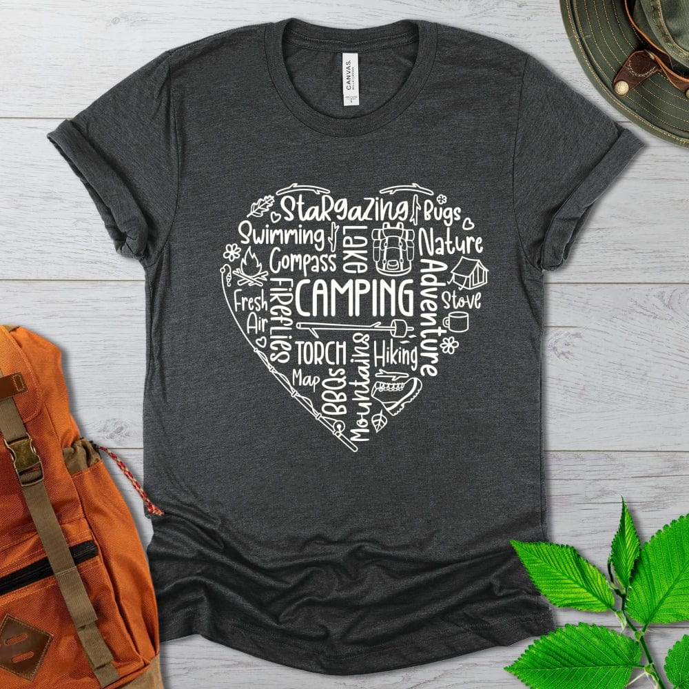 Camping Word Heart Tshirt