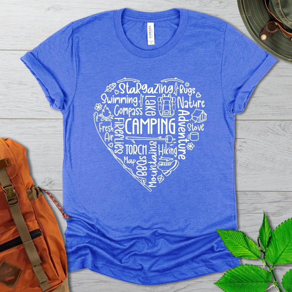 Camping Word Heart Tshirt