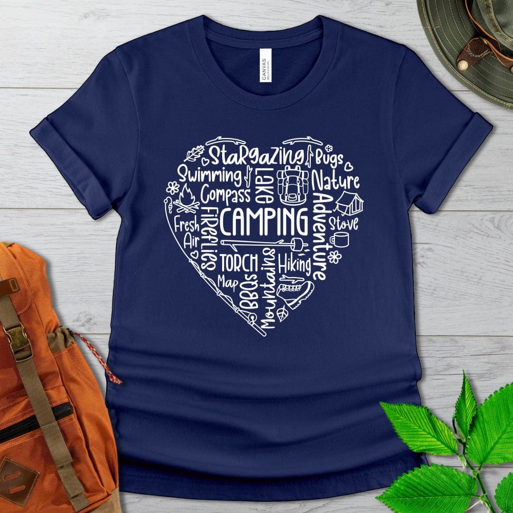 Camping Word Heart Tshirt