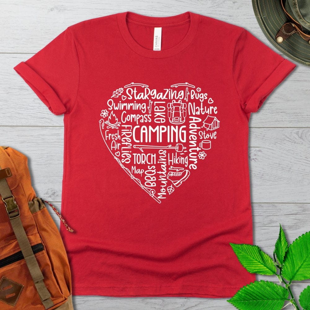 Camping Word Heart Tshirt