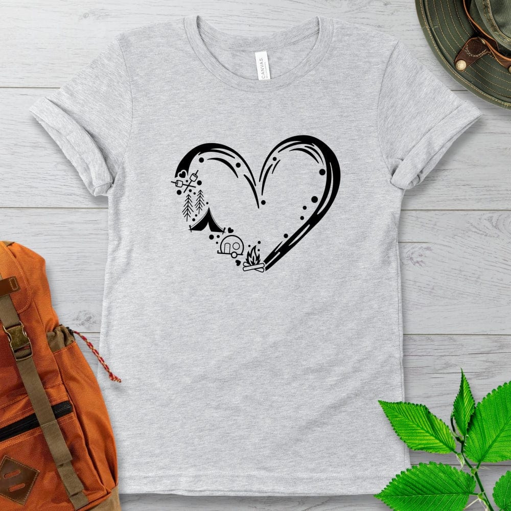 Camping Heart Tshirt in Black